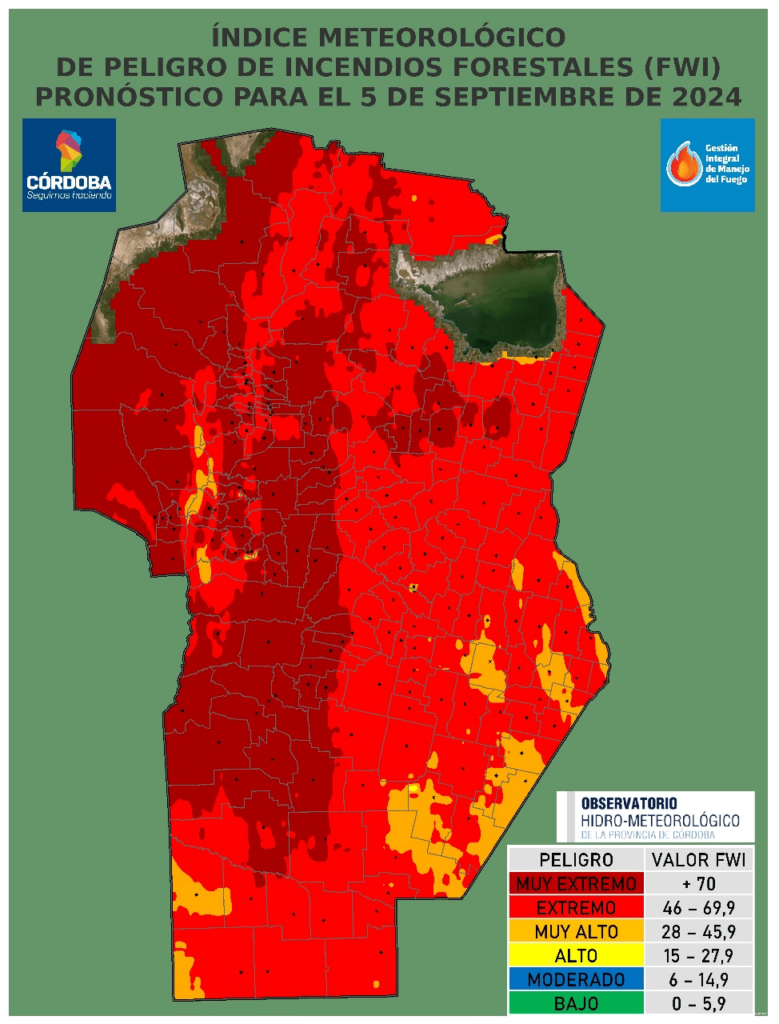 Córdoba, Alerta roja, incendios